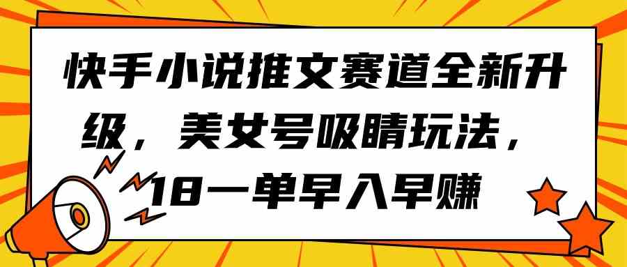 （9776期）快手小说推文赛道全新升级，美女号吸睛玩法，18一单早入早赚-全网项目资源网