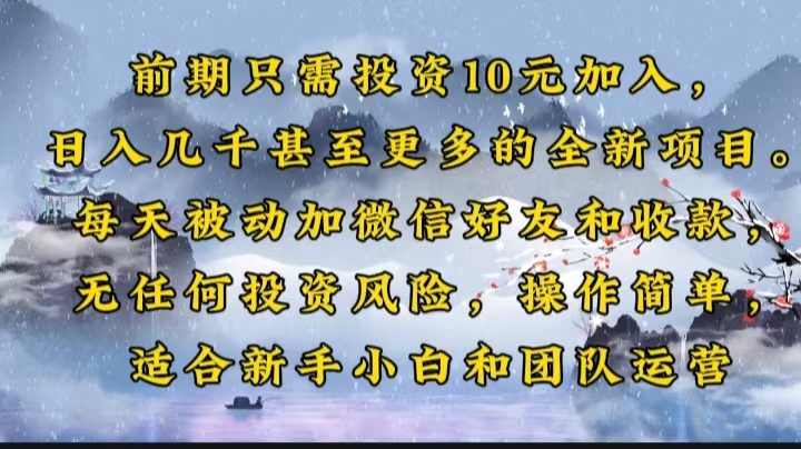 （14047期）前期只需投资10元加入，日入几千甚至更多的全新项目。每天被动加微信好…-全网项目资源网