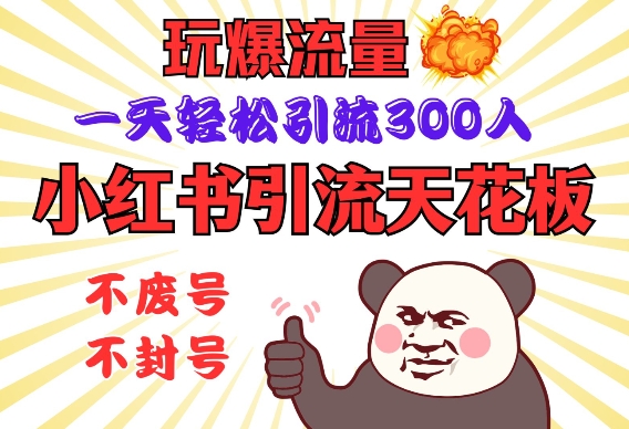 小红书引流天花板，玩爆流量，一天轻松引流300人，安全操作-全网项目资源网