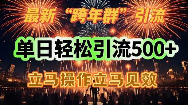 最新跨年群引流，单日轻松引流500，立马操作立马见效-全网项目资源网