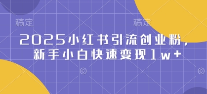 2025小红书引流创业粉，新手小白快速变现1w+-全网项目资源网