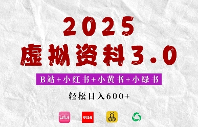 2025年B站+小红书+小黄书+小绿书组合新玩法，虚拟资料3.0打法，轻松日入多张-全网项目资源网