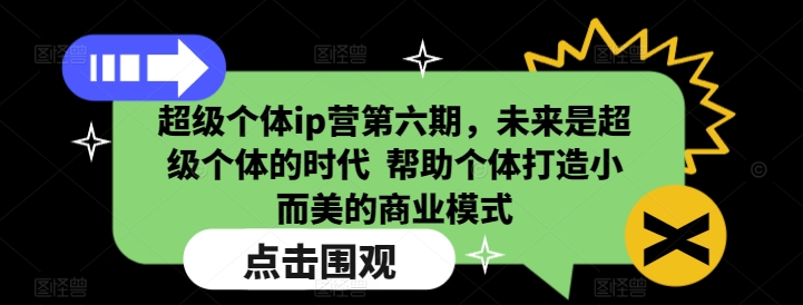 超级个体ip营第六期，未来是超级个体的时代  帮助个体打造小而美的商业模式-全网项目资源网